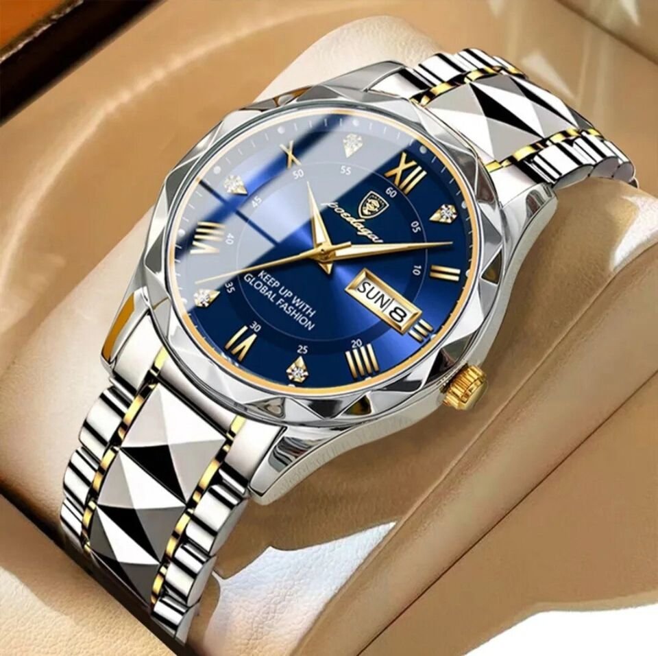 Montre-bracelet de luxe pour homme, chronographe à quartz, acier inoxydable